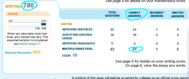 SAT writing improvement 780