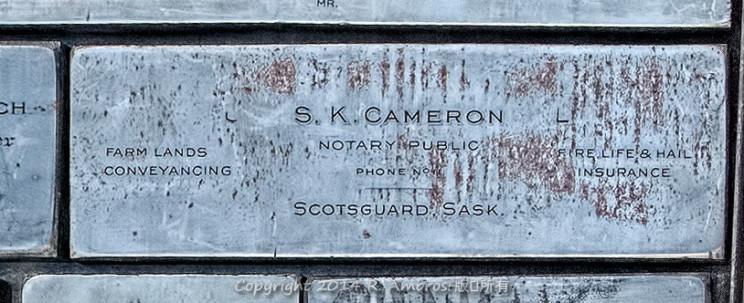 antique steel die engraving Scotsguard, Sask.
