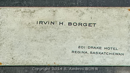 2015-05-14_0RA9744_v1 TRAY 4 029 Irvin H Borget Drake Hotel1200 | Irvin H. Borget
201 Drake Hotel
Regina, Saskatchewan